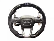 Supply Carbon Fiber Steering Wheel For Au-Di 2016 R8 With Black Perforated Leather Yellow Stripe Buttons